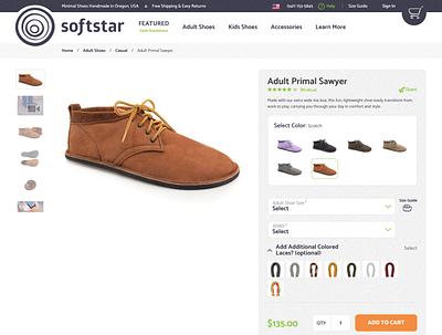 Softstar Shoes PDP branding design graphic design ui ux