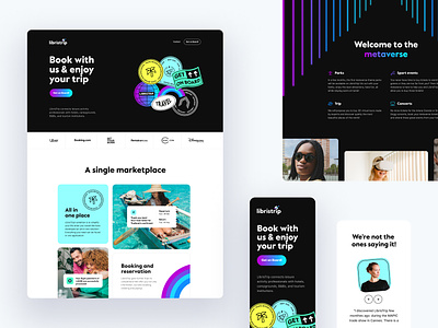 LibrisTrip Home Page agency animation ar experience art direction booking branding bruno colors design desktop gradient home page illustration landing metaverse stickers travel ui ux webdesign