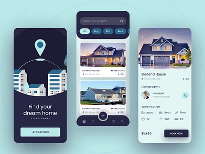 Real Estate Mobile App UI Design app design app ui design mobile app ui design pastel color real estate app ui design ui design concept ui inspiration ux design