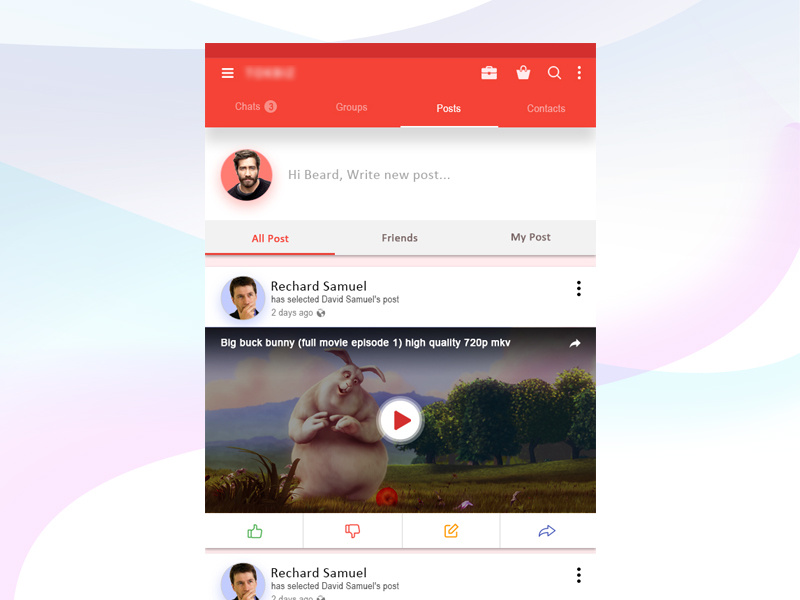 Write New Post my post list chat app ui design write new post
