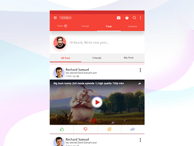 Write New Post chat app ui design my post list write new post