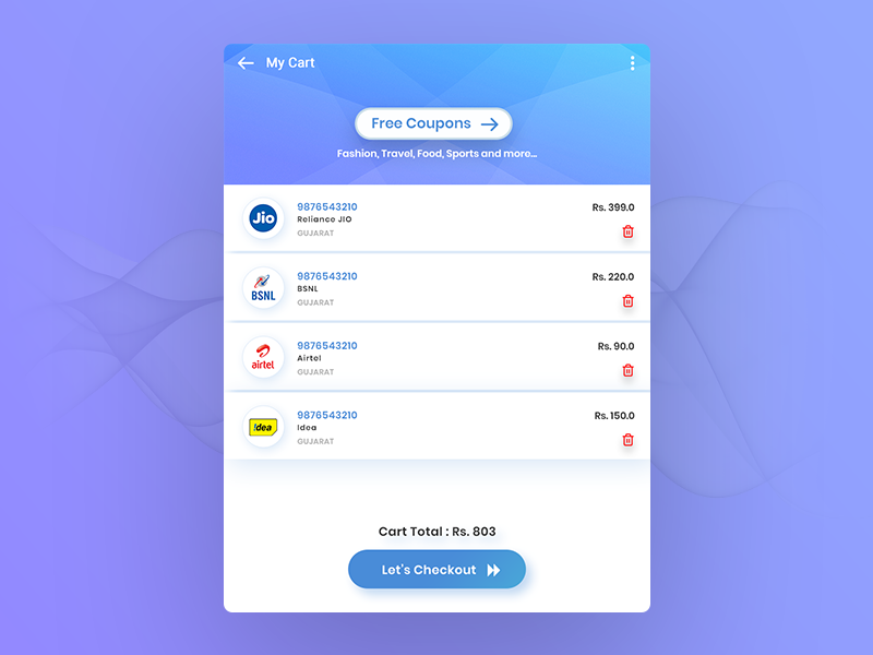 Recharge List by Krunal Designer on Dribbble