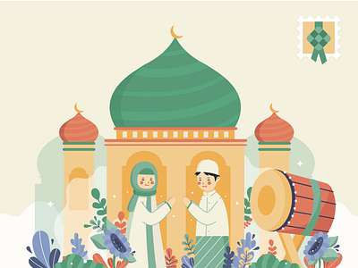 Eid-al Fitr Illustration branding design eid al fitr flat design graphic design greetings holiday illustration moslem mosque religion vector