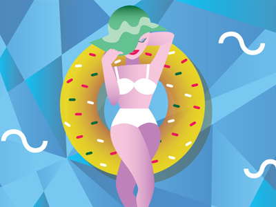 POOL GIRL Rebound donut facet illustration vector vector illustration