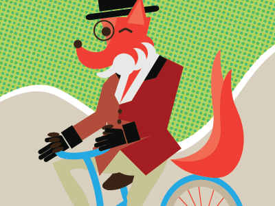 Dapper Fox On A Bike art illustration