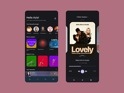 Music App - Design app app design clean clean ui dark mode design listen mobile design music music app podcasts ui ux