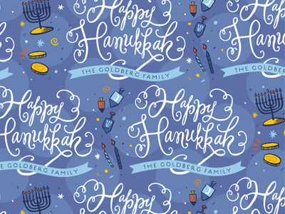 Hanukkah Gift Wrap gift wrap hand lettering hanukkah pattern repeating pattern