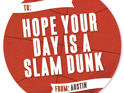 Slam Dunk basketball classroom valentine personalized textured type valentine