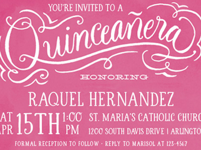 Quinceañera Invitation 15 calligraphy fiesta font invitation lettering quince quinceañera typography