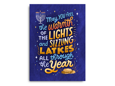 Hanukkah Light and Latkes design greeting card hand lettering hand lettering hanukkah card holiday holiday card holiday cards illustration lettering type