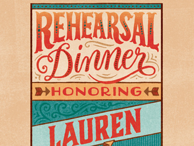 Vintage Sign dinner drawn lettering vintage hand lettering invitation rehearsal dinner retro sign