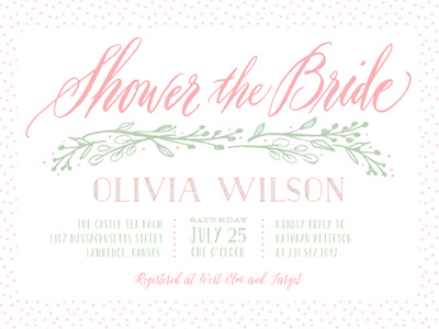 Dotted Frame botanicals branches bridal shower calligraphy dots flowers hand lettering invitation leaves script shower