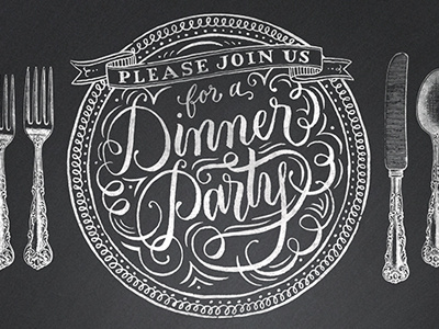 Dinner party chalk chalkboard dinner party invitation lettering