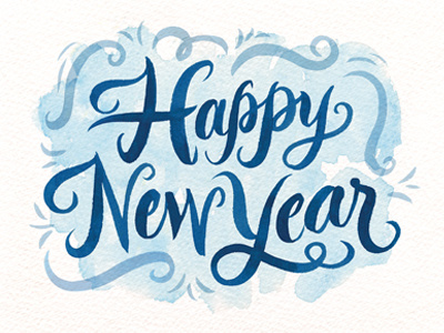 Happy New Year brush lettering calligraphy happy new year lettering watercolor
