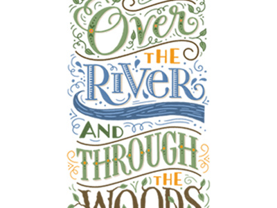 Over The River baby shower hand lettering invitation lettering typography whimsical woodland