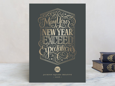 Exceed Expecations business holiday card corporate holiday card exceed expectations hand lettering happy new year lettering new year card type typography
