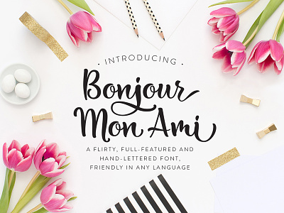 Bonjour Mon Ami brush font brush lettering font font design handlettering script font type typeface typography