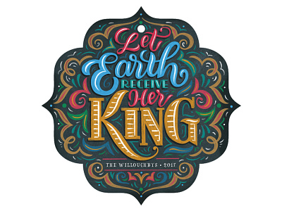Let Earth Receive Her King chalk chalkboard christmas christmas card lettering faux chalkboard flourished flourishes hand lettering ornament type typography