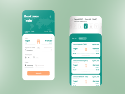 TryGo - Train Ticket Booking App - UI Design By Kristina Dwi Oktaviani ...