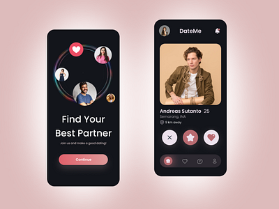 DateMe! - Dating App - UI Design dating dating app dating online love love alarm tinder ui design