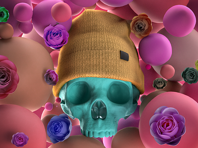 Cyan Skull 3d art cinema4d composition design illustration motion graphics photoshop