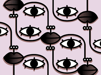 Faces eyes face halftone illustration illustrator pattern pink vector