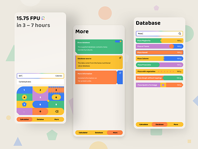 Fat Protein Units Calculator for Diabetics abstract app baloon calculator calculator ui calories carbohydrates colorful diabetics experimental food fpu health nutrition type ui unusable ux uxdesign