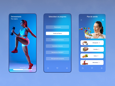 Aplicación móvil para fitness femenino. design ui uiux