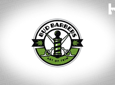 Bud Barbers Vector Logo Template 420 barber shop barbers barbershop bold bud cannabis branding cannabis logo vintage weed