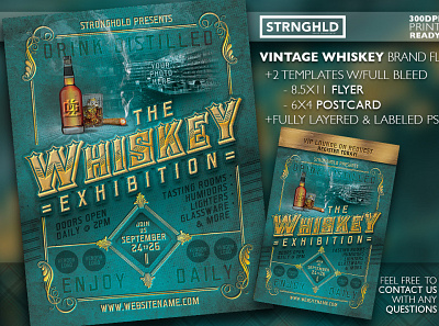 Vintage Whiskey Flyer Template Set flyer gold grunge retro template vintage whiskey and branding