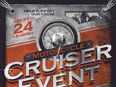 Vintage Motorcycle Cruiser Flyer bike chopper cruiser event flyer motorcycle