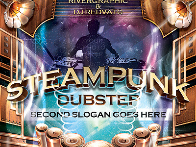 Steampunk Dubstep Event Flyer Template copper dubstep flyer music steampunk template