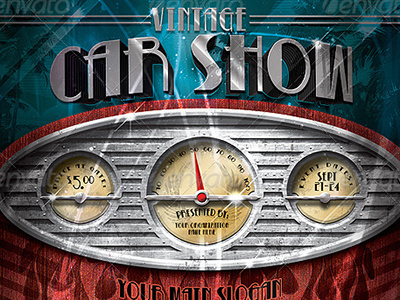 Vintage Car Show Dashboard Flyer Template automobile car show cars retro speedometer