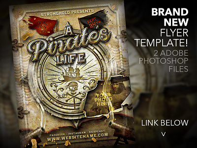 pirates life flyer template antique design distressed flyer gold grunge pirate template vintage