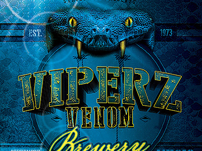 Viper Venom Brewery Flyer Template brewery flyer design flyer template graphic design grizzlies rustic snake snakeskin textured venom vintage viper