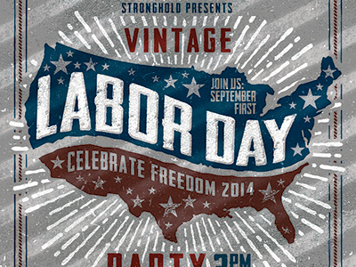 Vintage Labor Day Woodcut Flyer Template