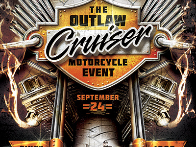 Outlaw Motorcycle Event Flyer Template cycle event event flyer template grunge harley hells angels motorcycle outlaw vintage wheel