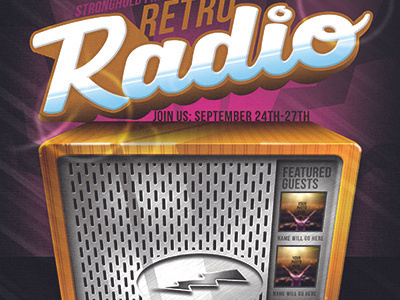Retro Radio Event Flyer Template broadcast colorful dials disco glass gloss grunge knobs metal old old school radio