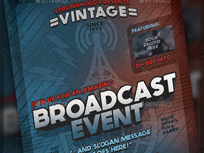 Vintage Radio Broadcast Event Flyer Template broadcast oldies poster promotion radio retro revival rocknroll singer swing template vintage