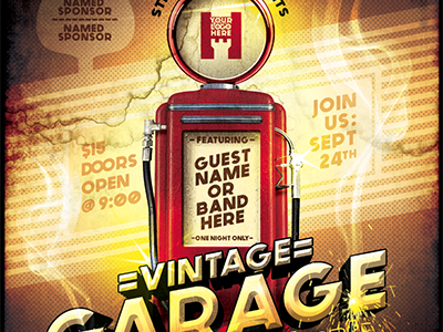 Vintage Gas Pump Event Flyer Template