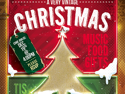 Vintage Christmas Neon Event Flyer by STRONGHOLD on Dribbble