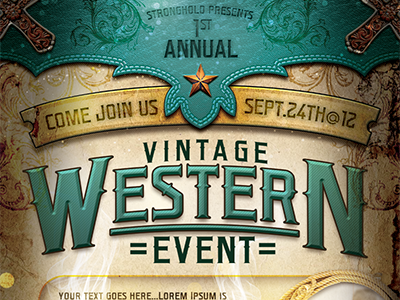 Western Flyer Template cowboy cowgirl vintage grunge rusty wester wild west