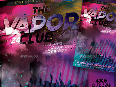 The Vapor Lounge Flyer Template Set club colorful deep nightclub rich template vapor