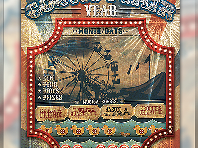 Vintage Carnival Flyer arcade candy carnival cotton rides sideshow tickets