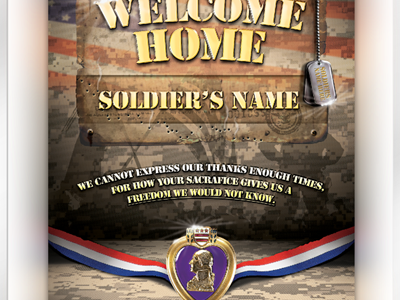 Welcome Home Soldier Flyer air force army dog tags marine navy purple heart soldier