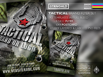 Tactical Brand Flyer Set adobe army brand flyer green grunge military ops tactical