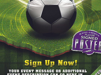 Soccer Event Template Flyer ball corner kick field futbol goalie grass kick score soccer sports