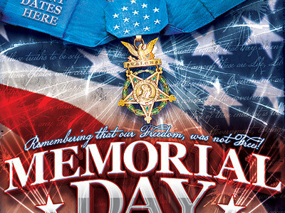 Memorial Day Event Flyer Template celebrate event fireworks flag memorial day patriotic usa