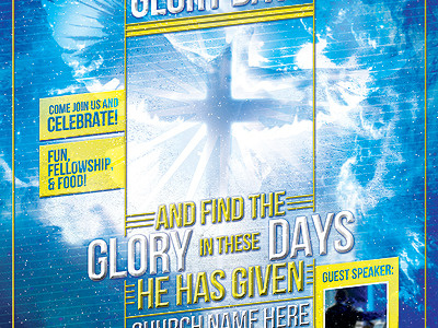 Glory Days Church Flyer church cross dove flyer retro sky template universe vintage