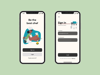 Recipe App Design - Login screen